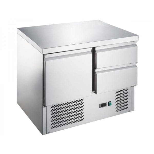 Table compacte réfrigérée / 1 porte + 2 tiroirs