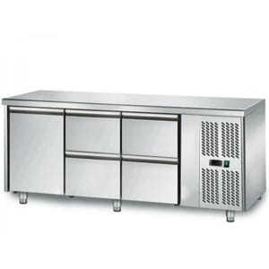 Table réfrigérée 700 / 1 porte + 4 tiroirs