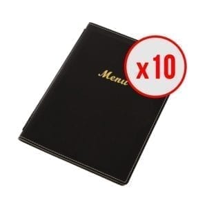 10 x Porte-menus en simili cuir - Noir - A4