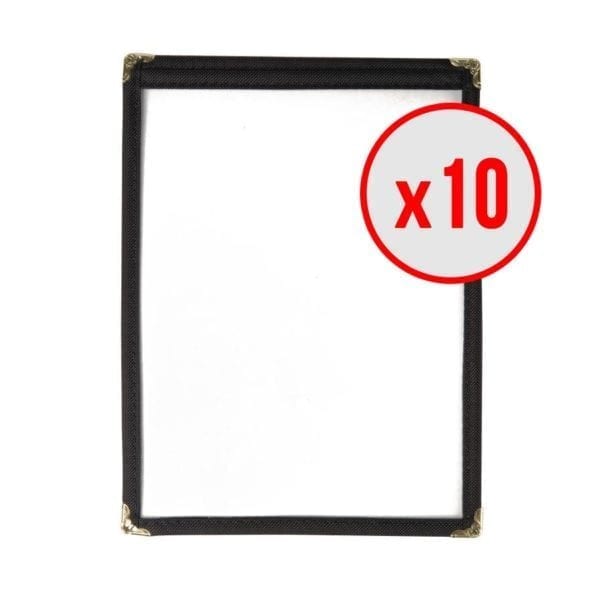 10 x Porte-menus Noir - Style américain - 2 VUES A4